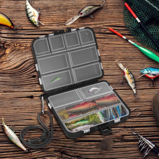 Set van 2 Visaasdozen, Veelzijdige Opbergdozen voor Visspullen, Robuuste Waterdichte Dozen voor het Opslaan van Vissersaas en Lood, Compact en Ideaal voor Buitenvissen, 12 x 9.5 — afbeelding 2