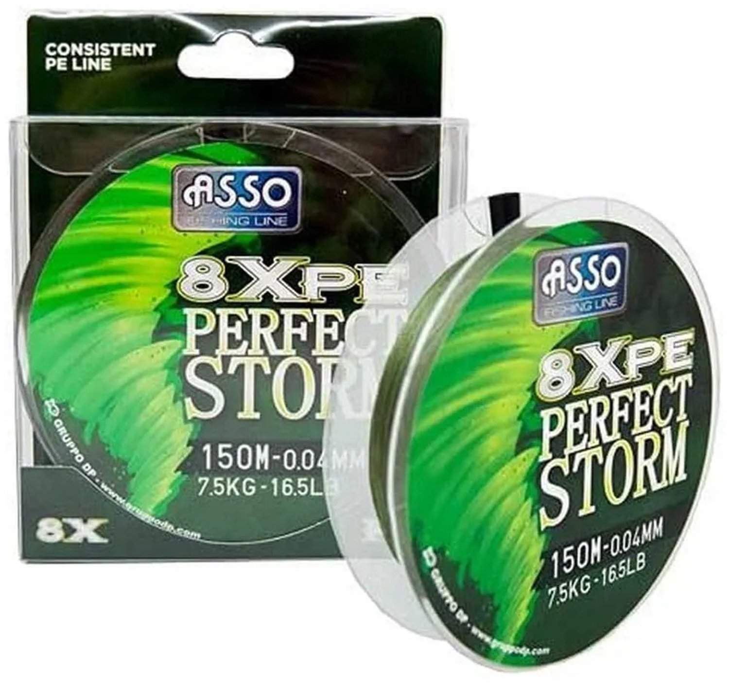 Asso 8x Perfect Storm 150 M Gevlochten Vislijn Transparant 0.040 mm
