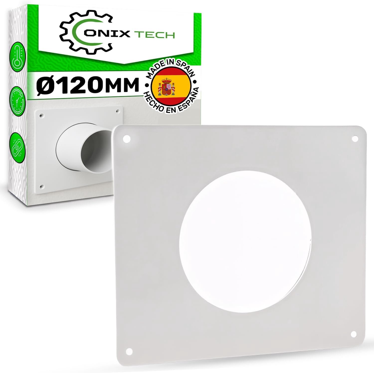 Afdekplaat voor afzuigkap Ø 120 mm - ronde ventilatiebuizen - beschermend en esthetisch - Homevero
