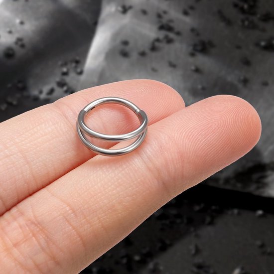 neusring dubbel 20G 18G - titanium legering - gehingd - voor septum en cartilage piercings - Homevero — afbeelding 2