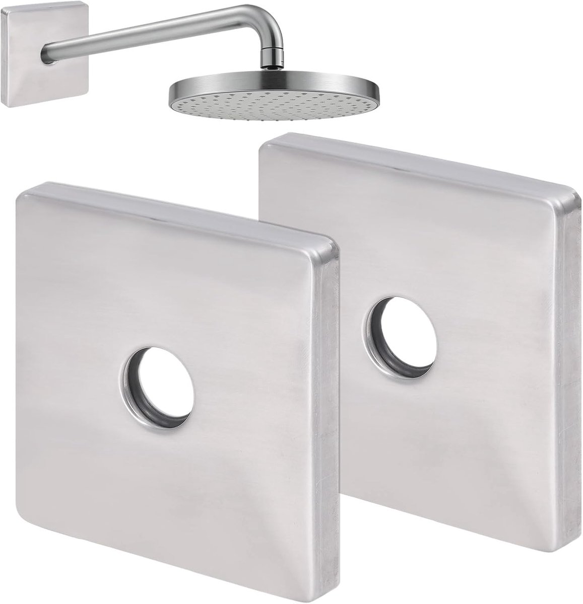 2 Stks Vierkante Douche Arm Flens 3.5 inch Vierkante Rvs Douchekop Arm Cover Vervanging Gat Decoratieve Cover, Rvs - ShopVlot