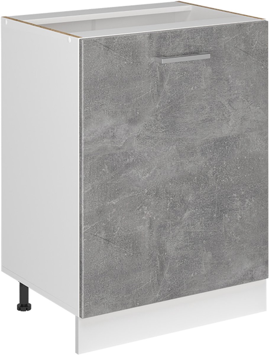 Vicco Keukenonderkast R-Line, Beton/Wit, 60 cm met 1 deur zonder werkblad