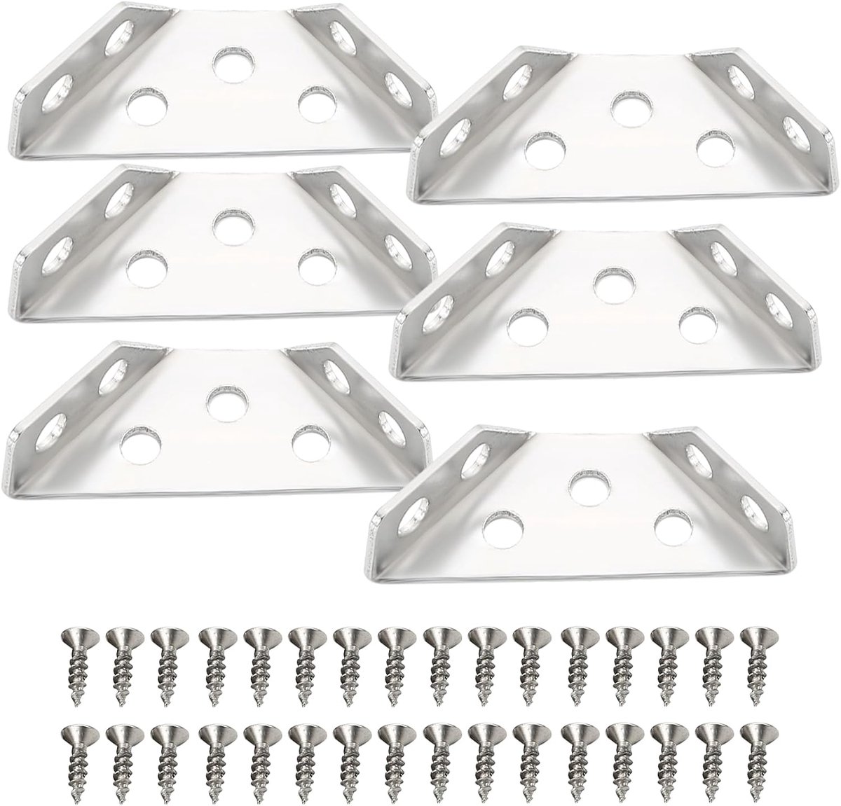 Set of 16 Stainless Steel Corner Connectors, High Quality Triangle Supports with M4 Screws, Universal Furniture - ShopVlot