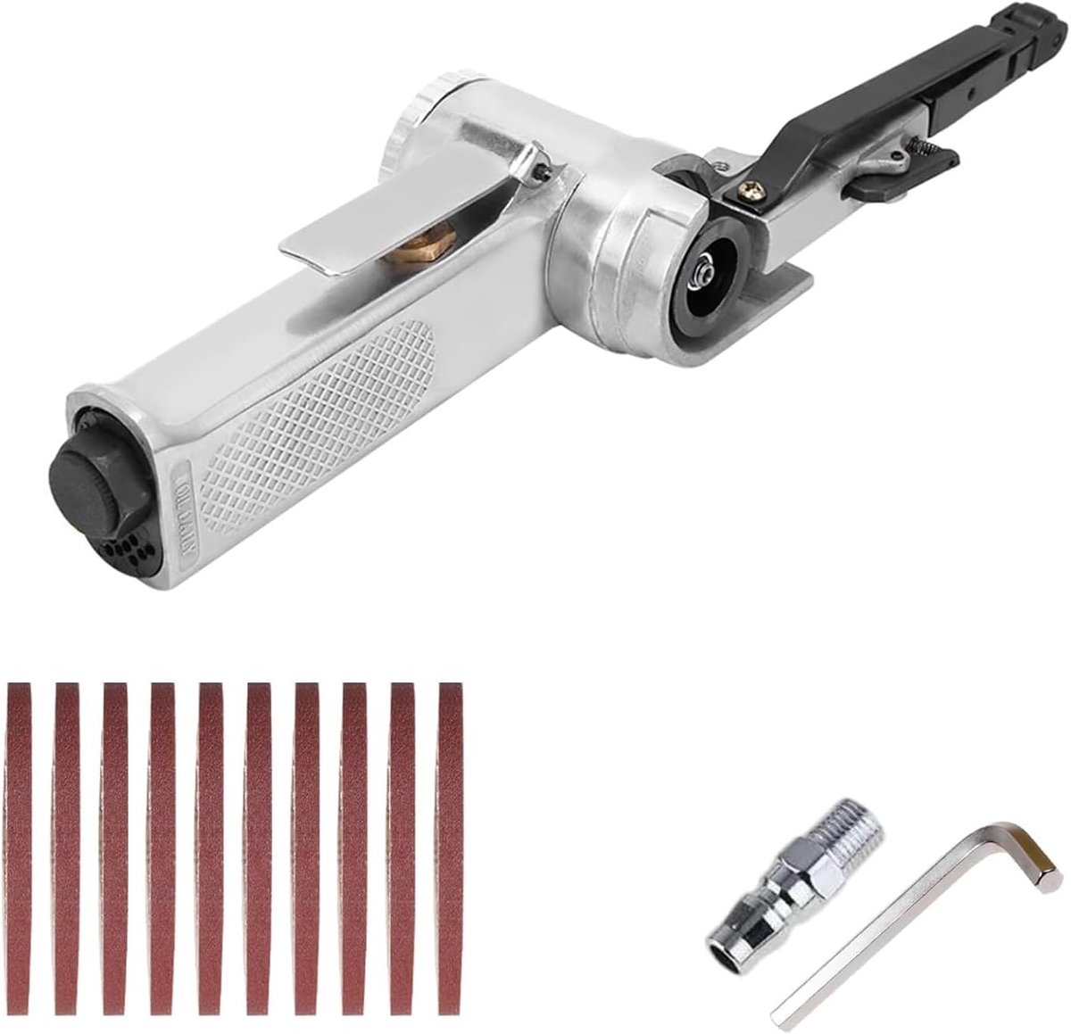 Compressed Air Belt Sander, Air Belt Sander for Sanding Belts, 520 x 20 mm, with 10 Sanding Belts, for Wood, Metal - ShopVlot