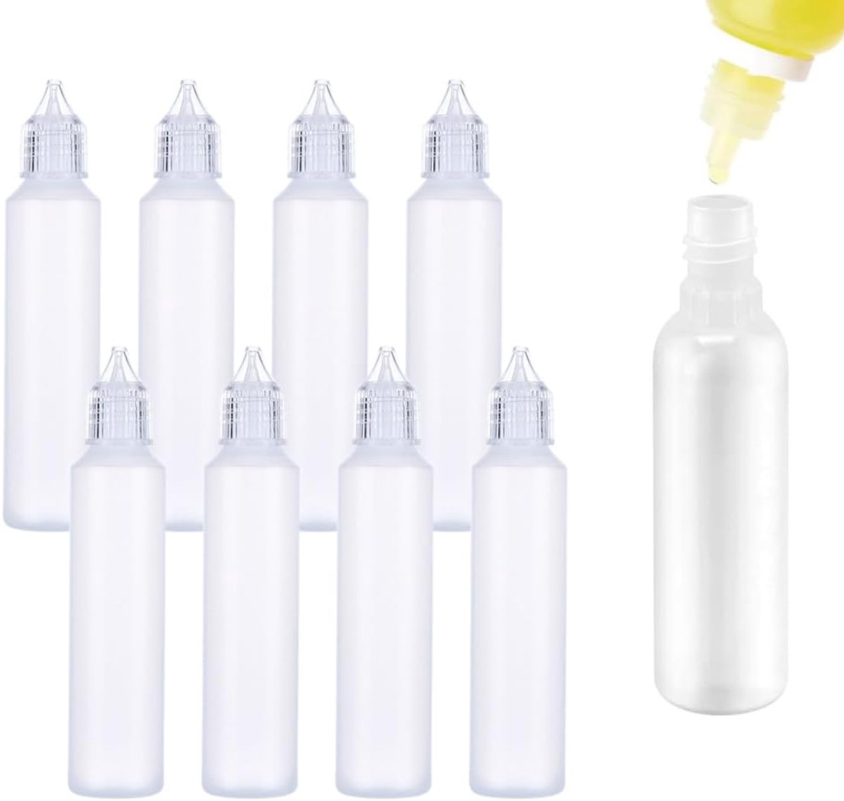 Lab Dropping Bottles Set of 8 30 ml Plastic Dropping Bottles Portable Squeeze Bottles (Transparent) - ShopVlot