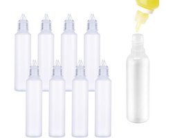 Lab Dropping Bottles Set of 8 30 ml Plastic Dropping Bottles Portable Squeeze Bottles (Transparent) - ShopVlot