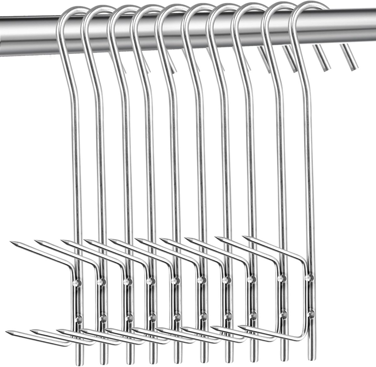 EUGENEKELLY Pack of 10 Stainless Steel Smoking Hooks for Hanging Smoked Fish, Meat, Sausage (21cm)