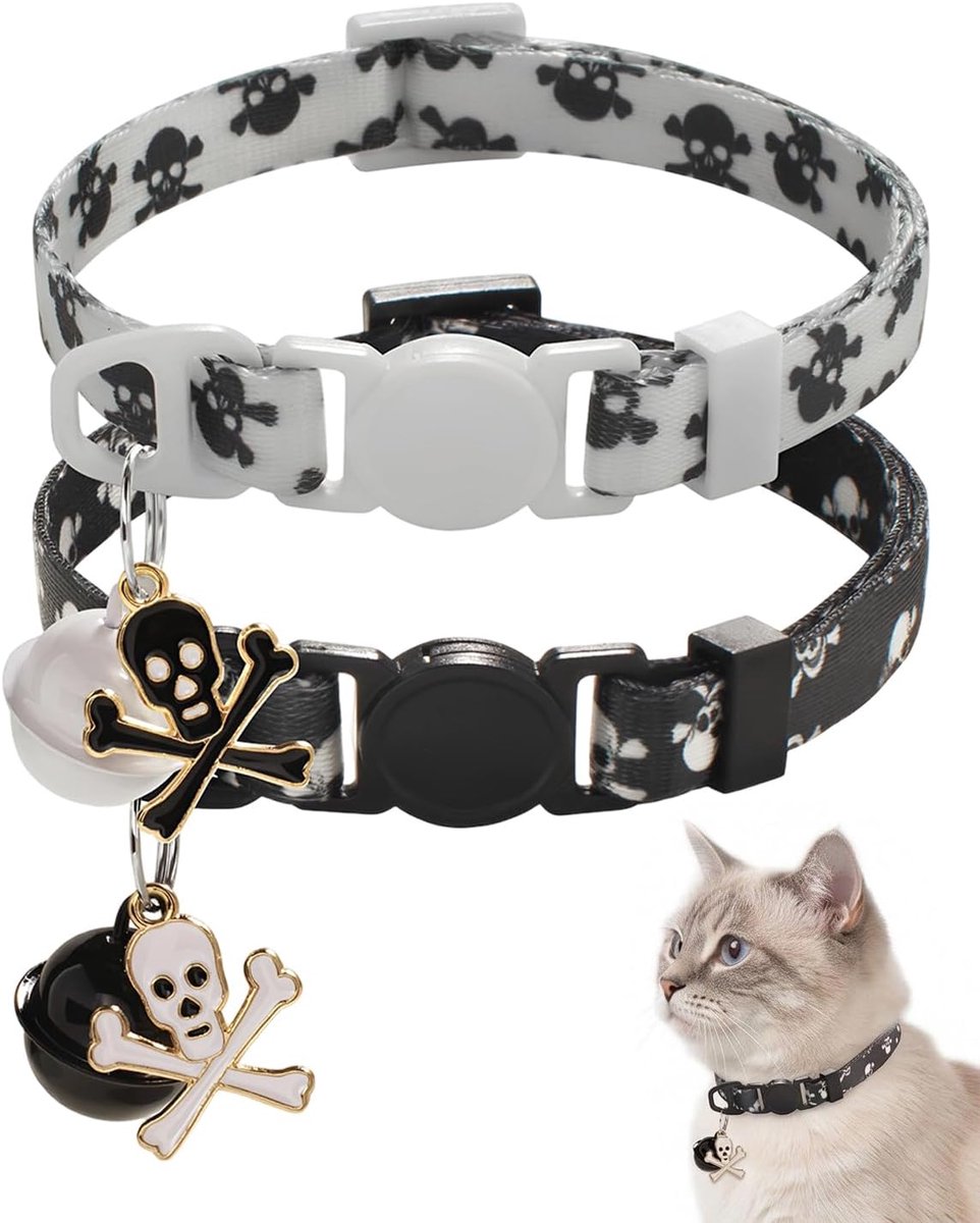 2 stuks, zwart/wit, verstelbaar met breekbare veiligheidsgesp, comfortabel en anti-verstikking, perfect voor dagelijks gebruik en Halloween-stijl