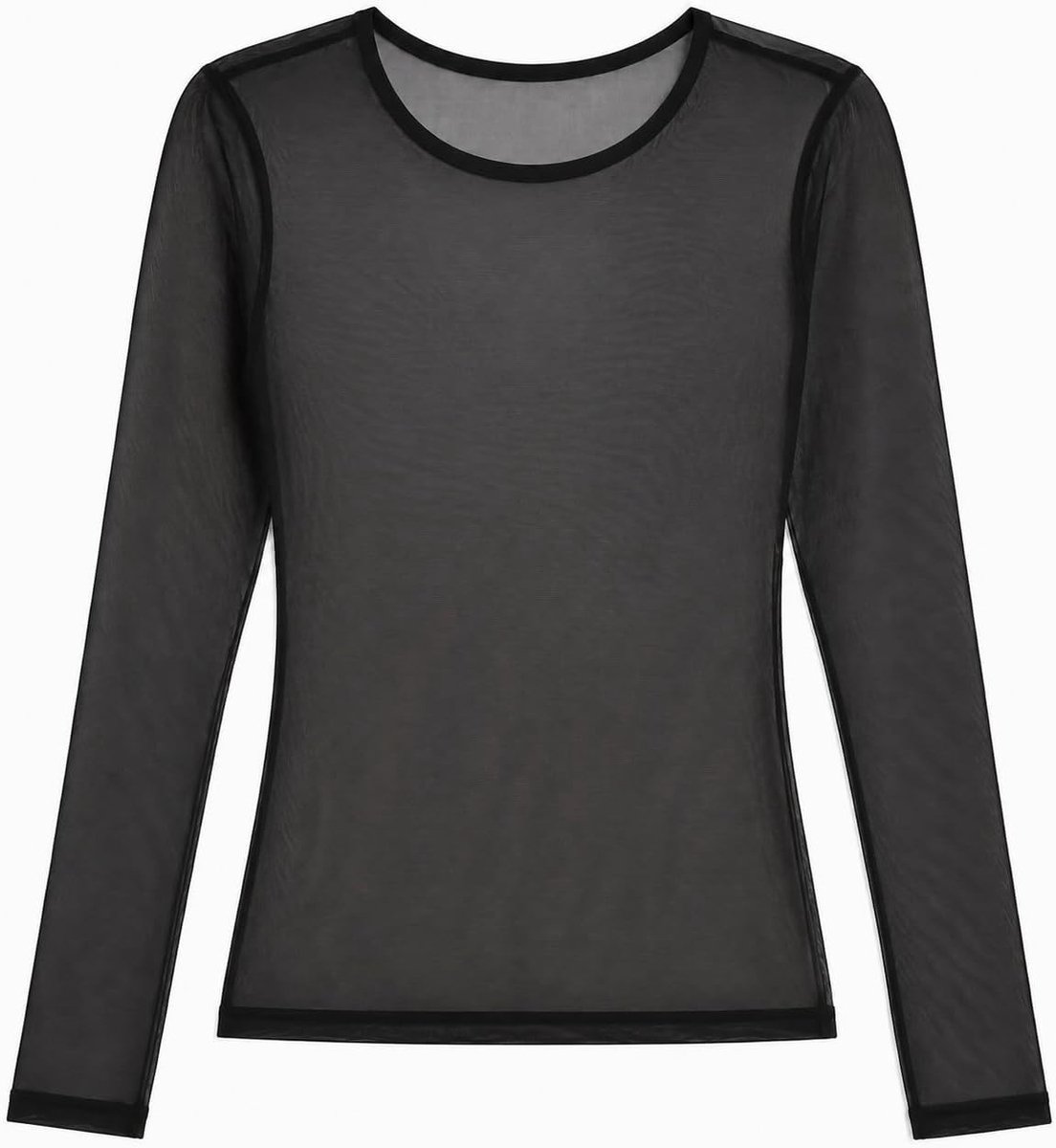 Transparante Body, Zwarte Mesh Top met Lange Mouwen, Slim Fit Doorzichtige Shirt Lichtgewicht en Ademend, Zwarte Dames Body voor Feest, Festival, Clubwear en Dagelijks Gebruik