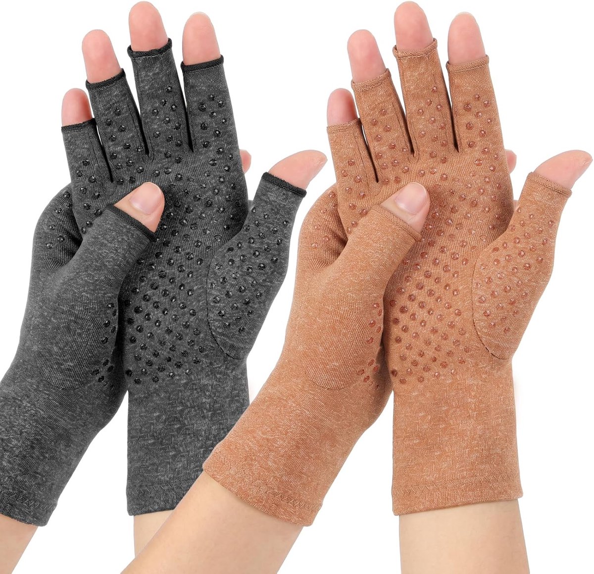 2PCS Gants Anti Arthrose, Gants de Compression Sans Doigts maat M