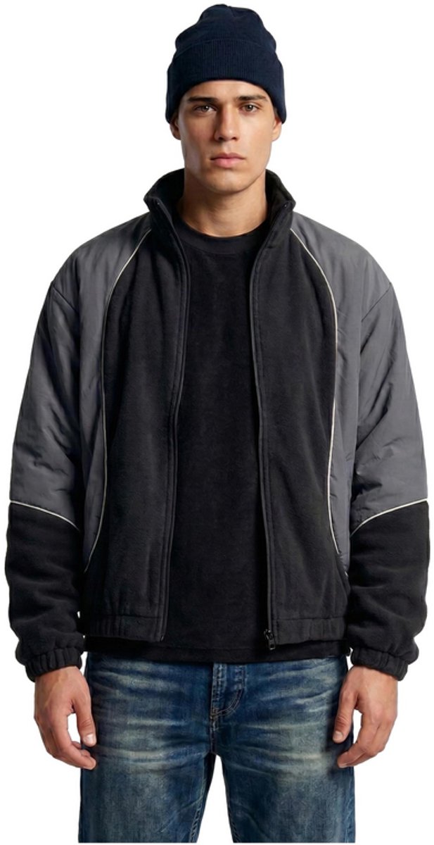 Urban Classics Polarfleece Taslan Track Jacket Heren Fleece Zwart