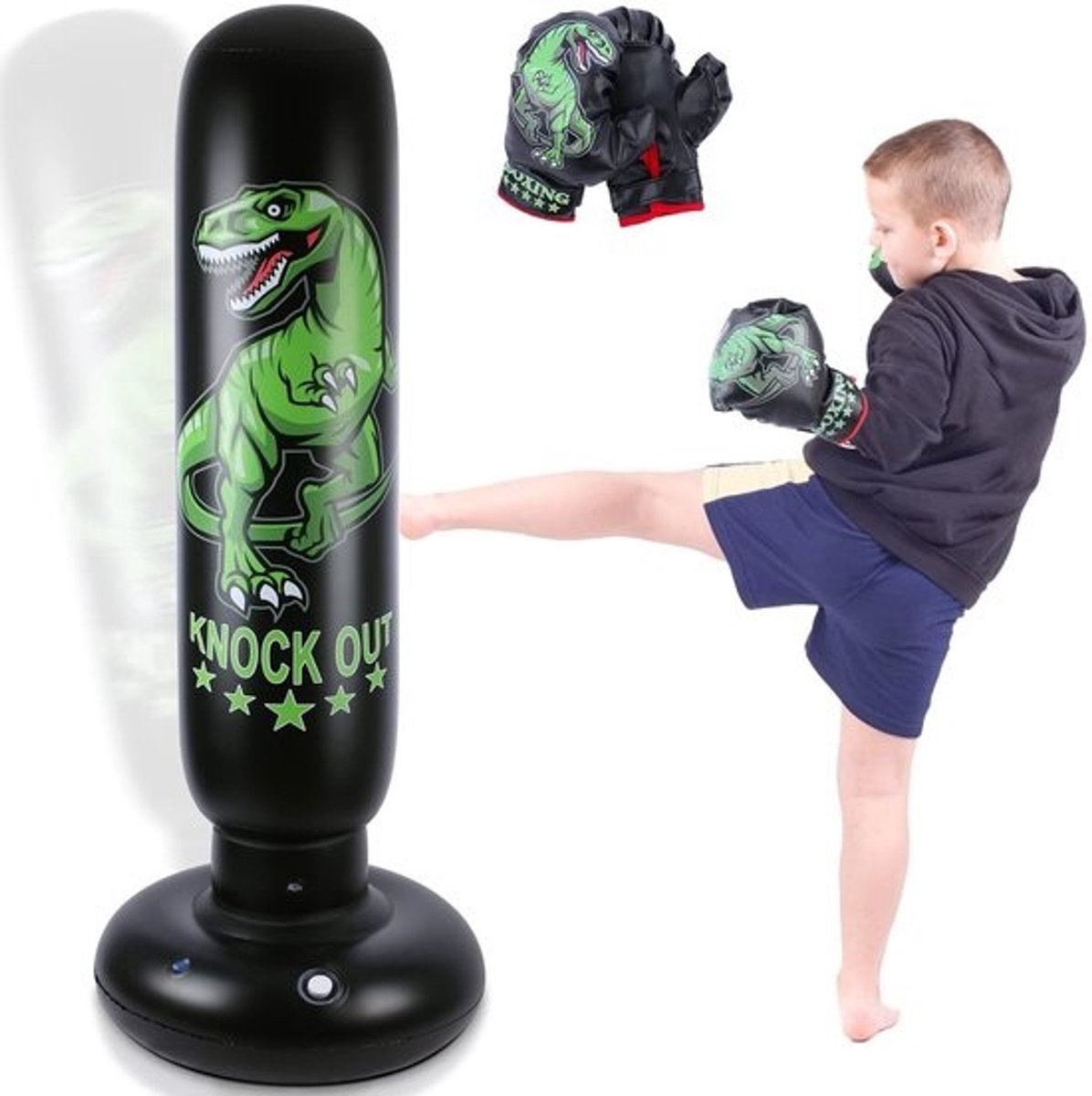 Dailygoods - NZQXJXZ bokszak voor kinderen - 160 cm vrijstaande bokszakset met bokshandschoenen - Sportspeelgoed voor training, karate, taekwondo en MMA