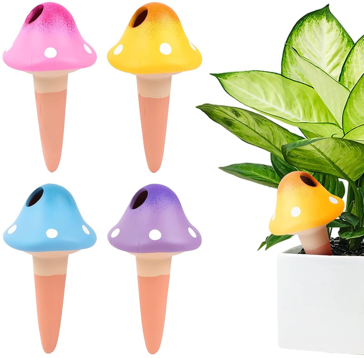4 stuks irrigatie voor binnenplanten, terracotta om te planten