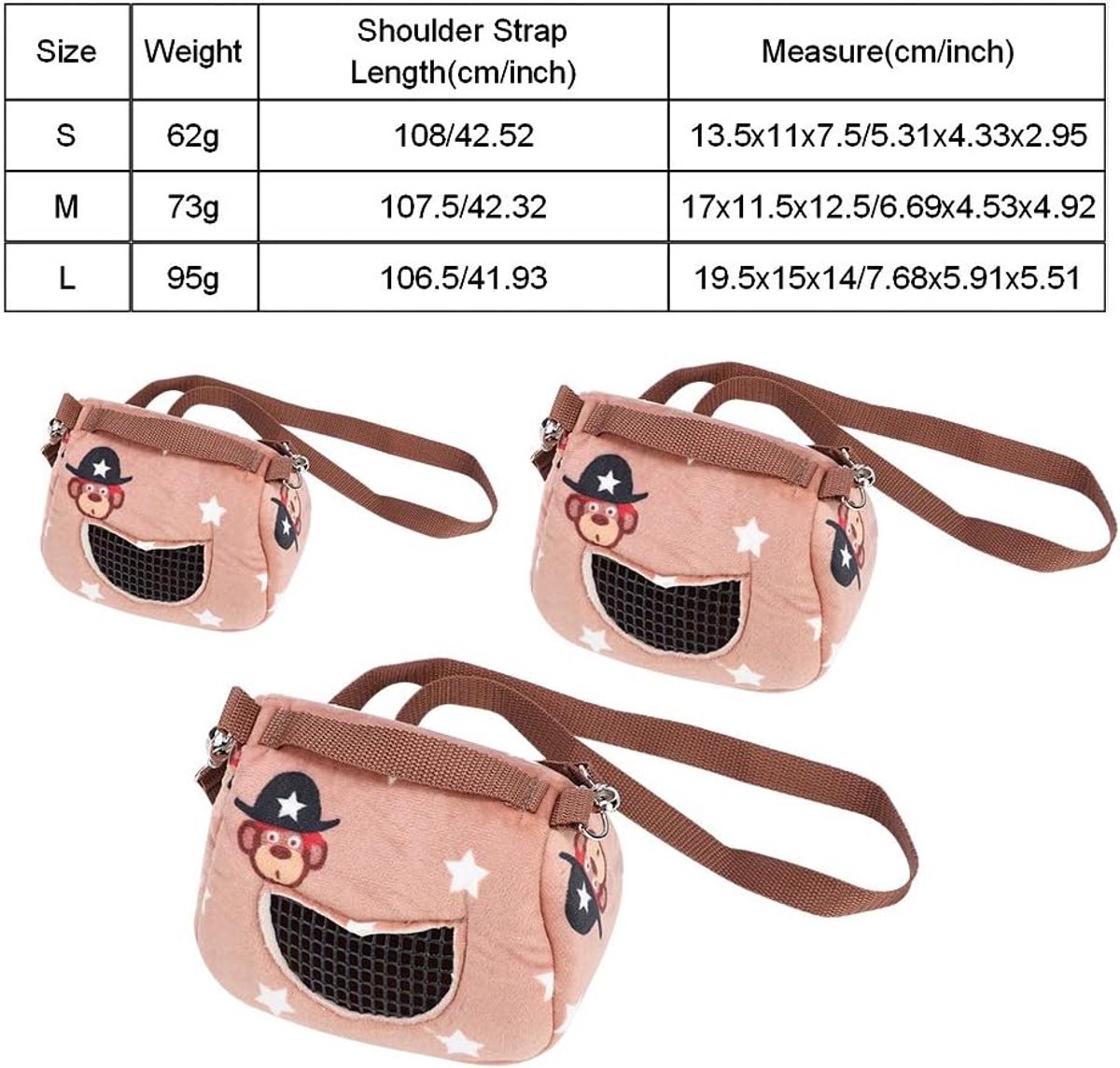 Pet Hamster Carrier, Koffie Flanel Pluche Hamster Eekhoorn Reistassen Draagbare Ademend Kleine Dier Carrier Uitgaande Slaapzak voor Eekhoorn Egel Cavia(S)