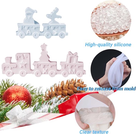 5 stuks siliconen gietvormen, trein WISIRENT, kerstvormen, gietvormen, set, siliconen vorm, eland, kerstboomvorm, 3D, Kerstmis, sneeuwpop, siliconen vorm, cadeau, vijfpuntige ster voor doe-het-zelf — afbeelding 3