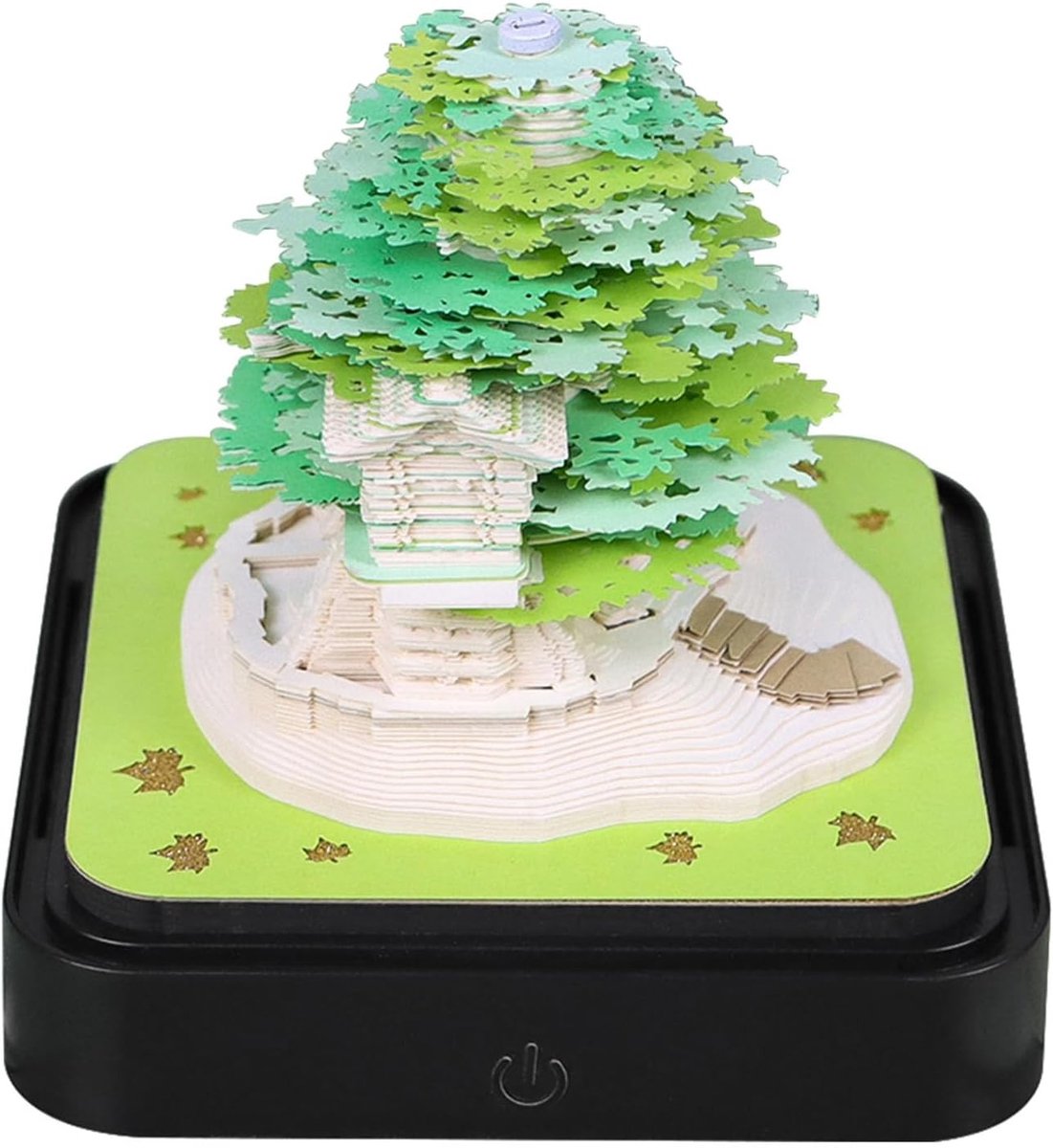 3D Notities Kalender, Bureau Kalender met Boomhut Papercutting, 2026 Weekkalender voor Kerst en Huiswarming, Gemaakt van Hoogwaardig Papier (GROEN)