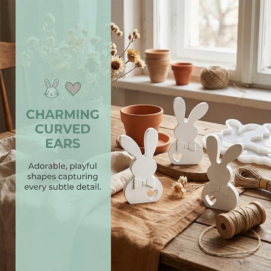 Mallen met Scheve Oren van Siliconen – Set van 3 voor Kaarsen, Zeep & Chocolade | Met Jute Touw voor DIY Decoraties, Cadeaus & Knutselprojecten | Voedselveilig & Afwasmachinebestendig — afbeelding 3