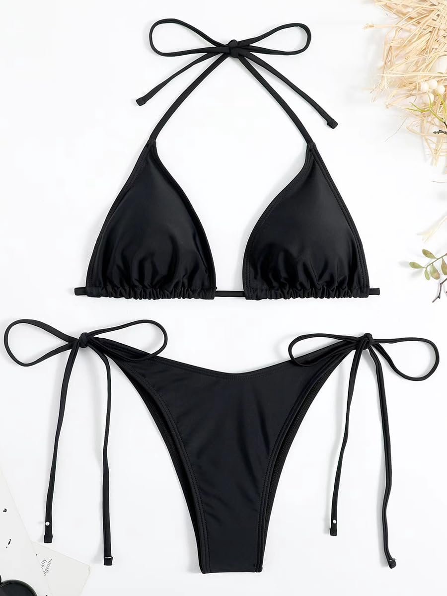 Badpak voor dames, 2-delig, bikiniset, V-hals, dames, badmode, tweedelige set, bikiniset, dames, push-up-stijl, hoge taille, 2-delig badpak
