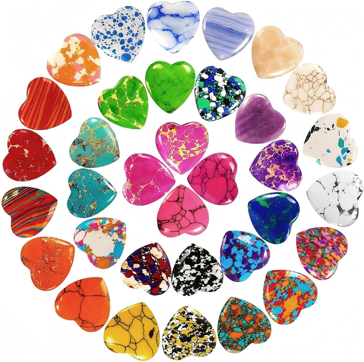 Kleurige Hartstenen Set - 34 Stuks Natuurlijke Kristallen - Healing Crystals voor Meditatie - ShopVlot