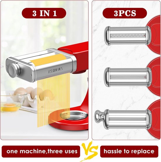 Pasta Accessoire voor KVC/KVL - RVS - Spaghetti- en Fettuccine Cutter - Maak verse pasta thuis — afbeelding 2