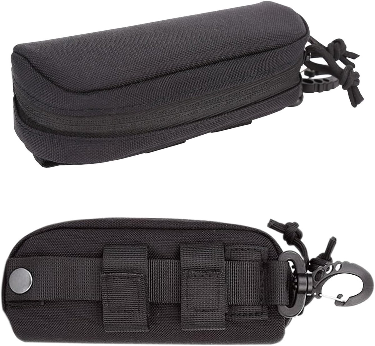 Bril etui zwart - harde nylon brillenkoker - met karabijnhaak - beschermende opbergtas voor zonnebrillen - ShopVlot