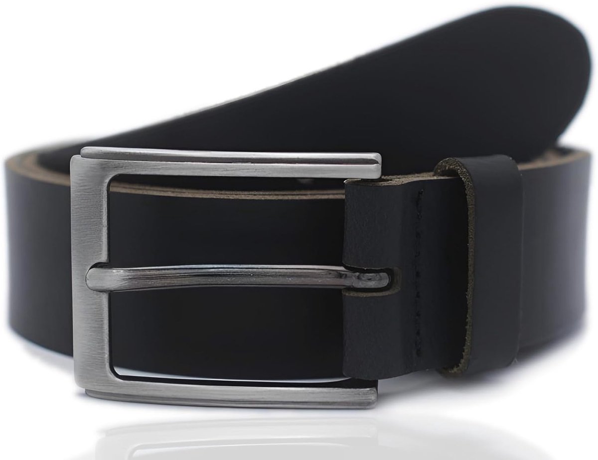 Herenriem 3.5 cm - Zwart leren riem - 100% leer - Perfect voor zakelijke outfits - SnelShoppen