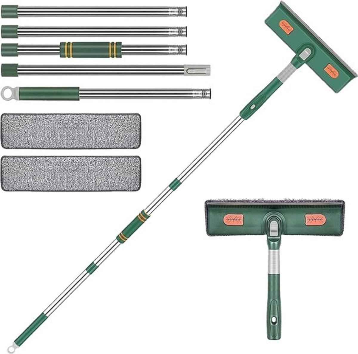 Professionele 2-in-1-raamreinigingsset - Met telescoopsteel en roterende kop - Ideaal voor hoge ramen