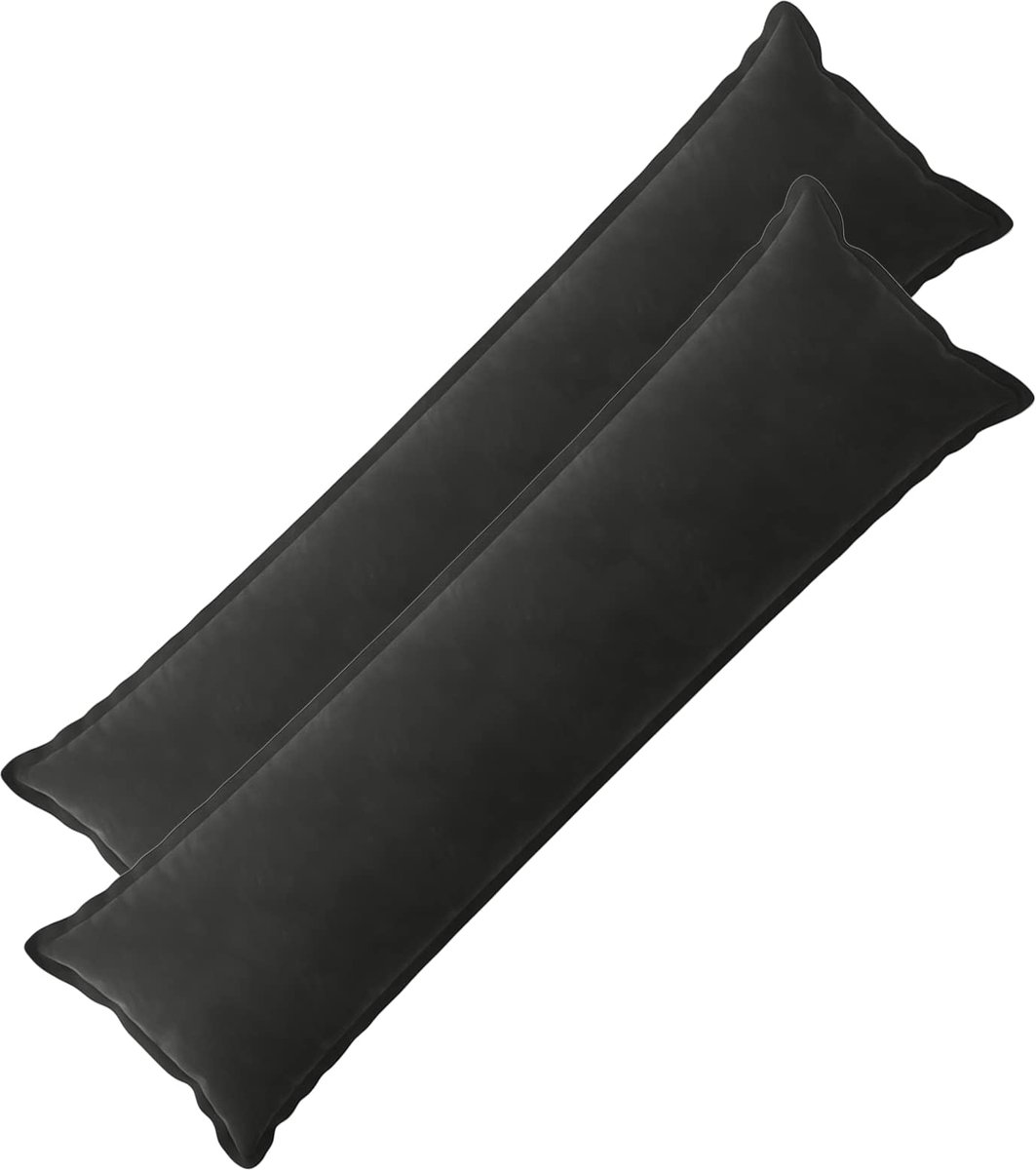 vidaXL Dekenkussen - 2 - st - HOUTEN - Zwart - 40 - x - 145 - cm - fluweel