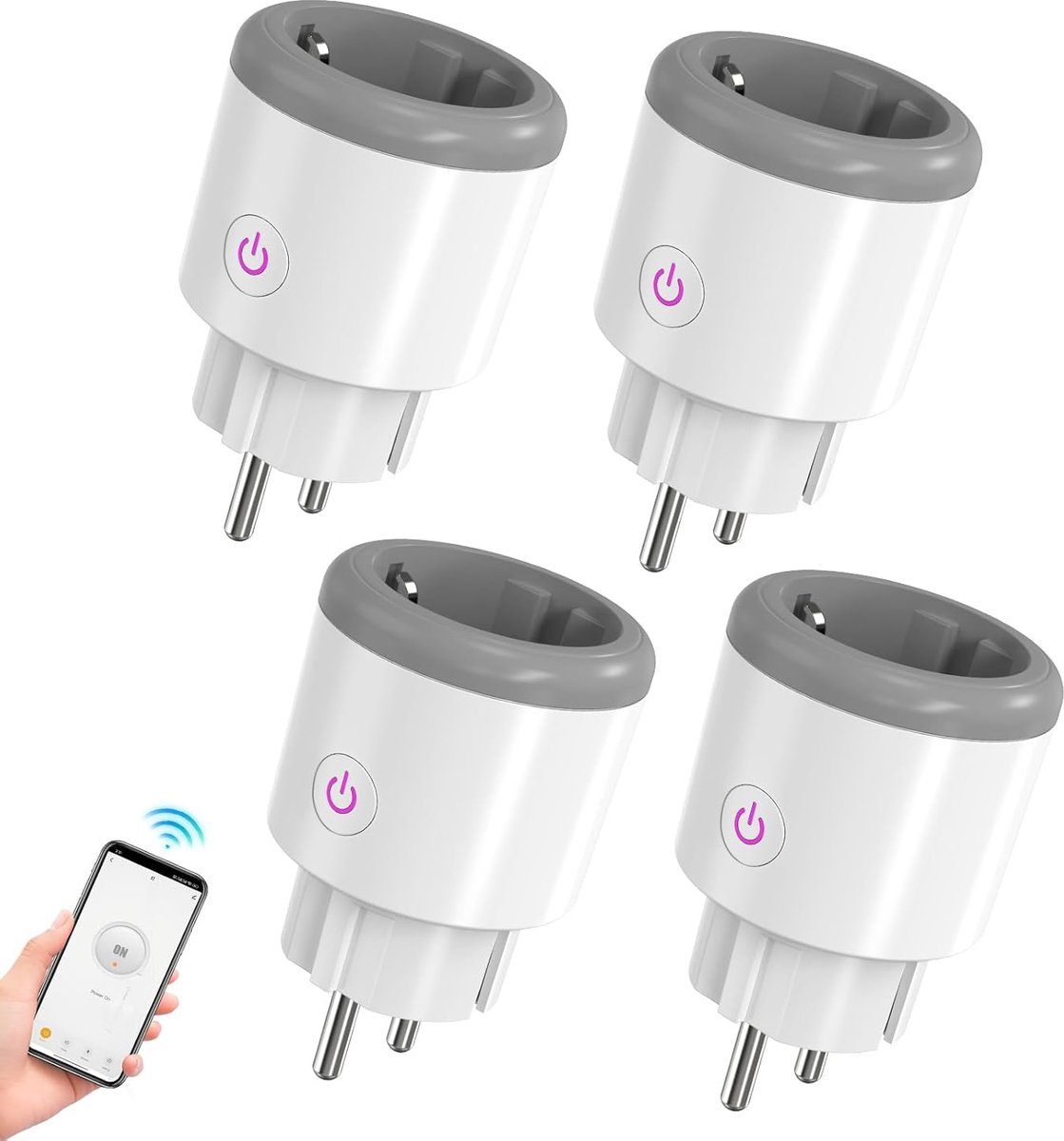 SnelShoppen - WiFi Socket 16A, Slimme Stekker met Alexa Ondersteuning, Smart Home Wi-Fi Stopcontact, Afstandsbediening, Stembediening, Energie Monitor