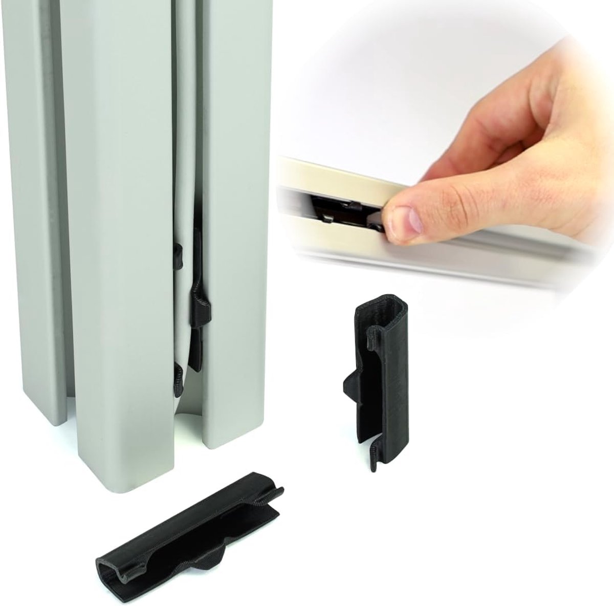 Inleg voor kabelbevestiging in constructieprofiel, groef, snelle bevestiging met push-click-functie, inzetstuk voor aluminium profielen voor snel inrijgen (I-type groef 6, zwart, 100, aantal)