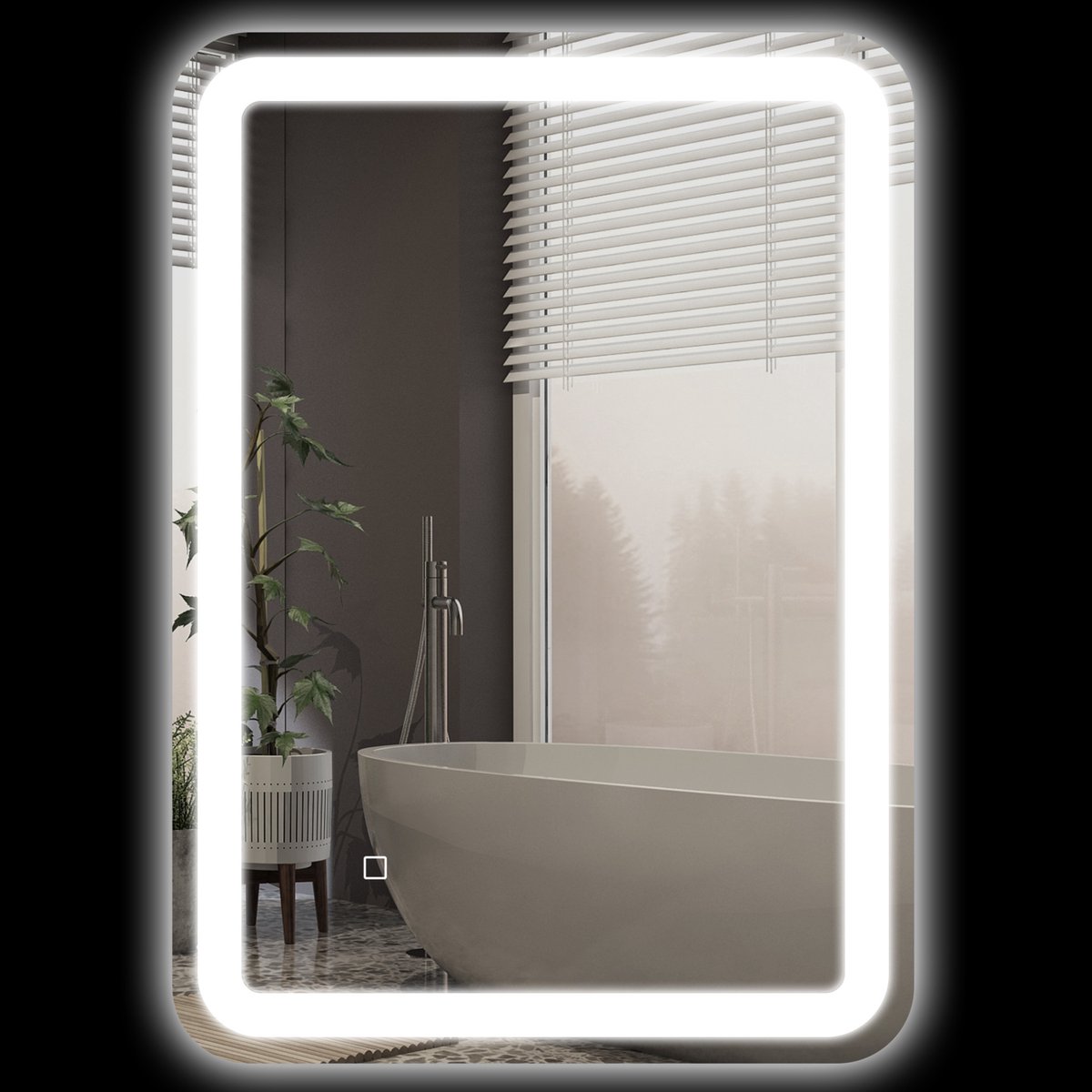 MIVRAY LED Badspiegel – 50 x 70 cm – Drie Lichtkleuren Met Touchbediening – Gehard Glas – Zilver – IP44 Wandspiegel Met Anti-Condensfunctie
