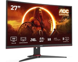 AOC Gaming C27G2ZE - 27 inch FHD gebogen monitor - 240 Hz - 0,5 m - FreeSync Premium (1920x1080, HDMI, DisplayPort) zwart/rood