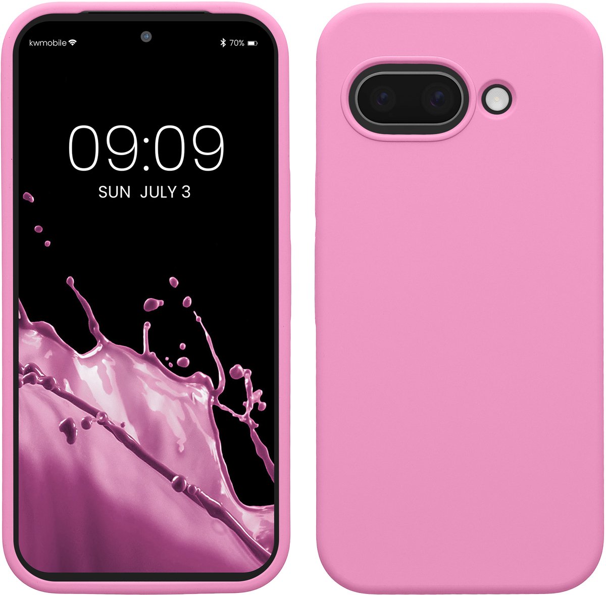 kwmobile telefoonhoesje geschikt voor Google Pixel 9a - Hoesje met siliconen coating - Smartphone case in Roze lavendel