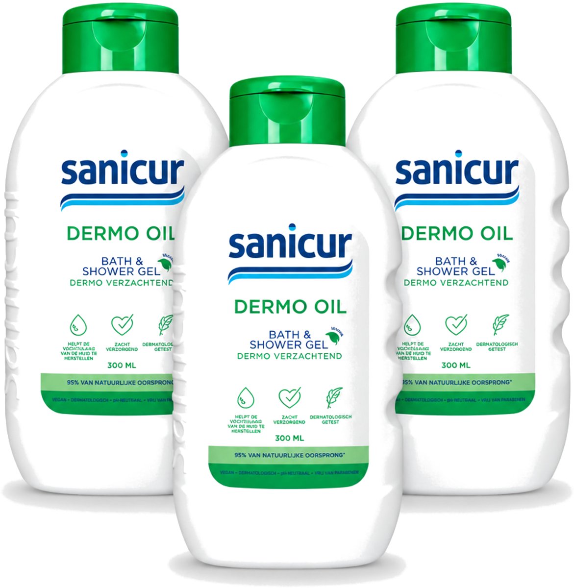 3 x Sanicur – Bad & Douchegel – Dermo-Oil – 300 ml - Voordeelverpakking - 3 stuks