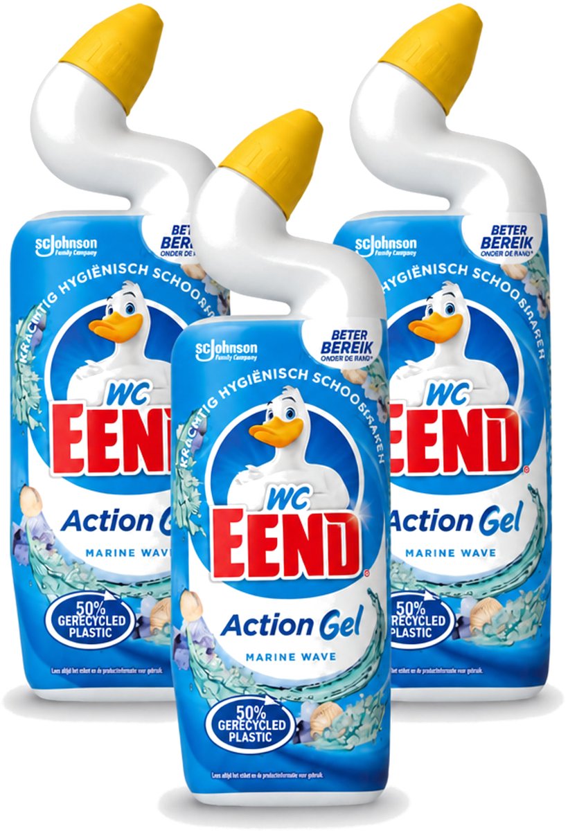 3 x WC Eend – Toiletgel – Action Gel Marine Wave – 750 ml - Voordeelverpakking - 3 stuks