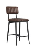 Luxevo Barstoelen Set van 2 – 65 cm Zithoogte - PU Leer – Barkrukken met Rugleuning & Voetensteun – Industrieel & Modern – Bruin