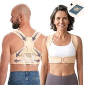 Hedge® Rugbrace - Postuur Corrector - Houding Corrector Man & Vrouw - Rugbrace Bovenrug - Rugband - Posture Corrector - Unisex - Beige - Maat L