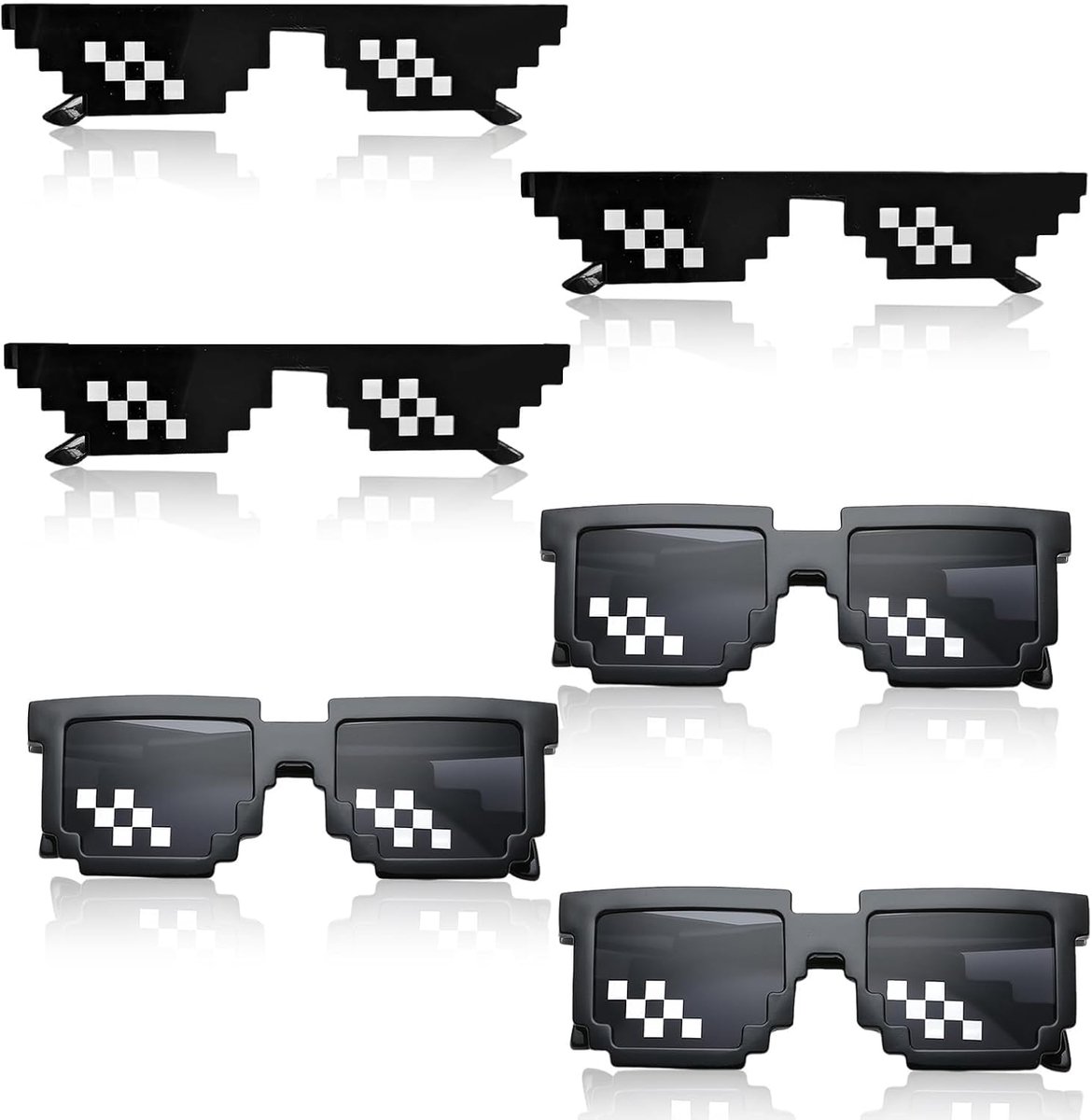 6 Pieces Pixel Mosaic Glasses, Black Pixel Glasses, Sunglasses, Funny Carnival Glasses, 2 Styles, Party Sunglasses for - ShopVlot