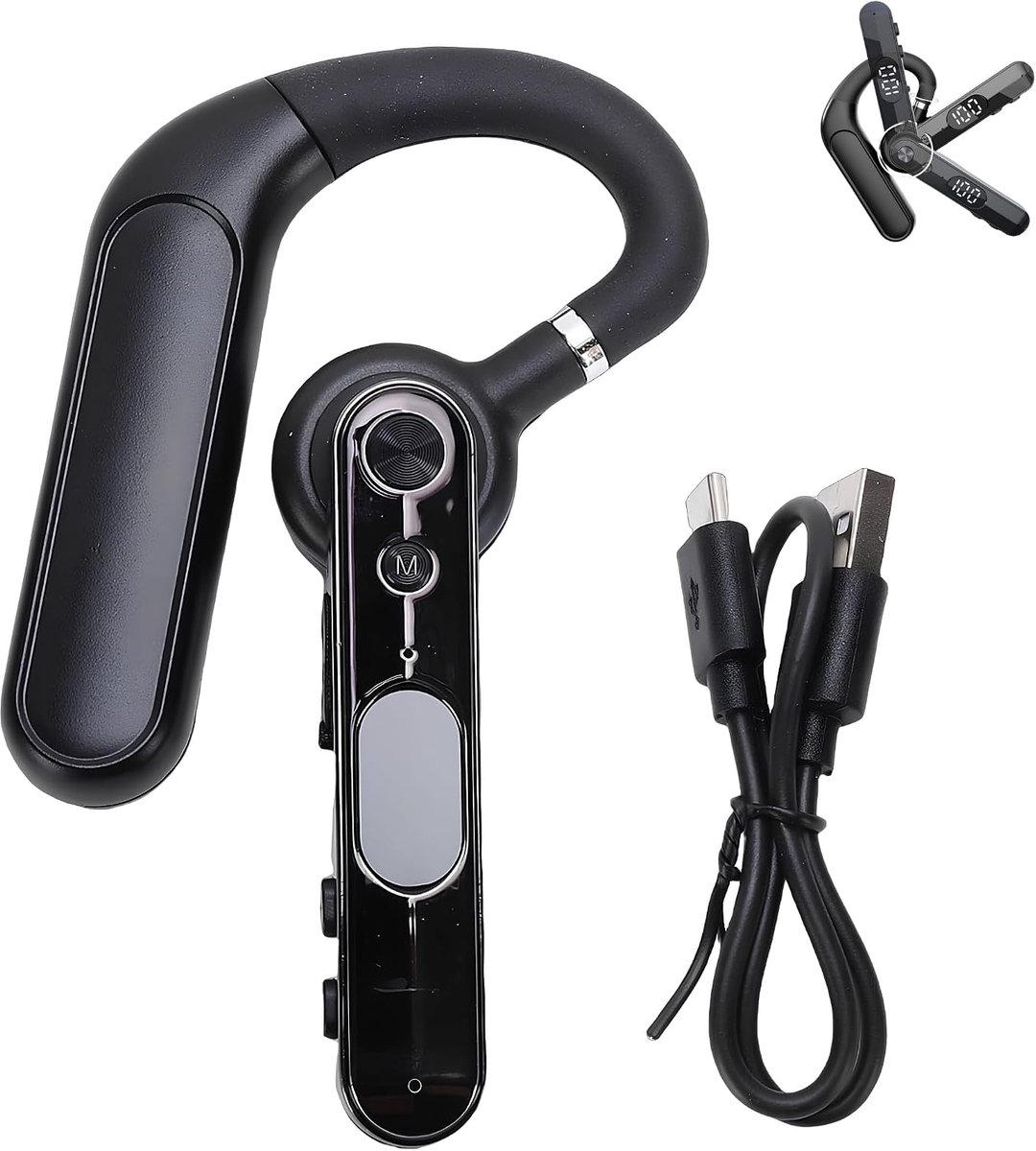 Wireless Single Earbud Bluetooth headse, draadloze handsfree headset, open ear afzonderlijke hoofdtelefoon, draadloze - ShopVlot