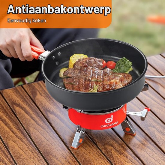 Lichtgewicht Kookset voor Kamperen met Antiaanbaklaag - Pannenset en Koekenpan met Netzak voor Buiten koken, Backpacken en Picknicken, 4L Inhoud — afbeelding 3