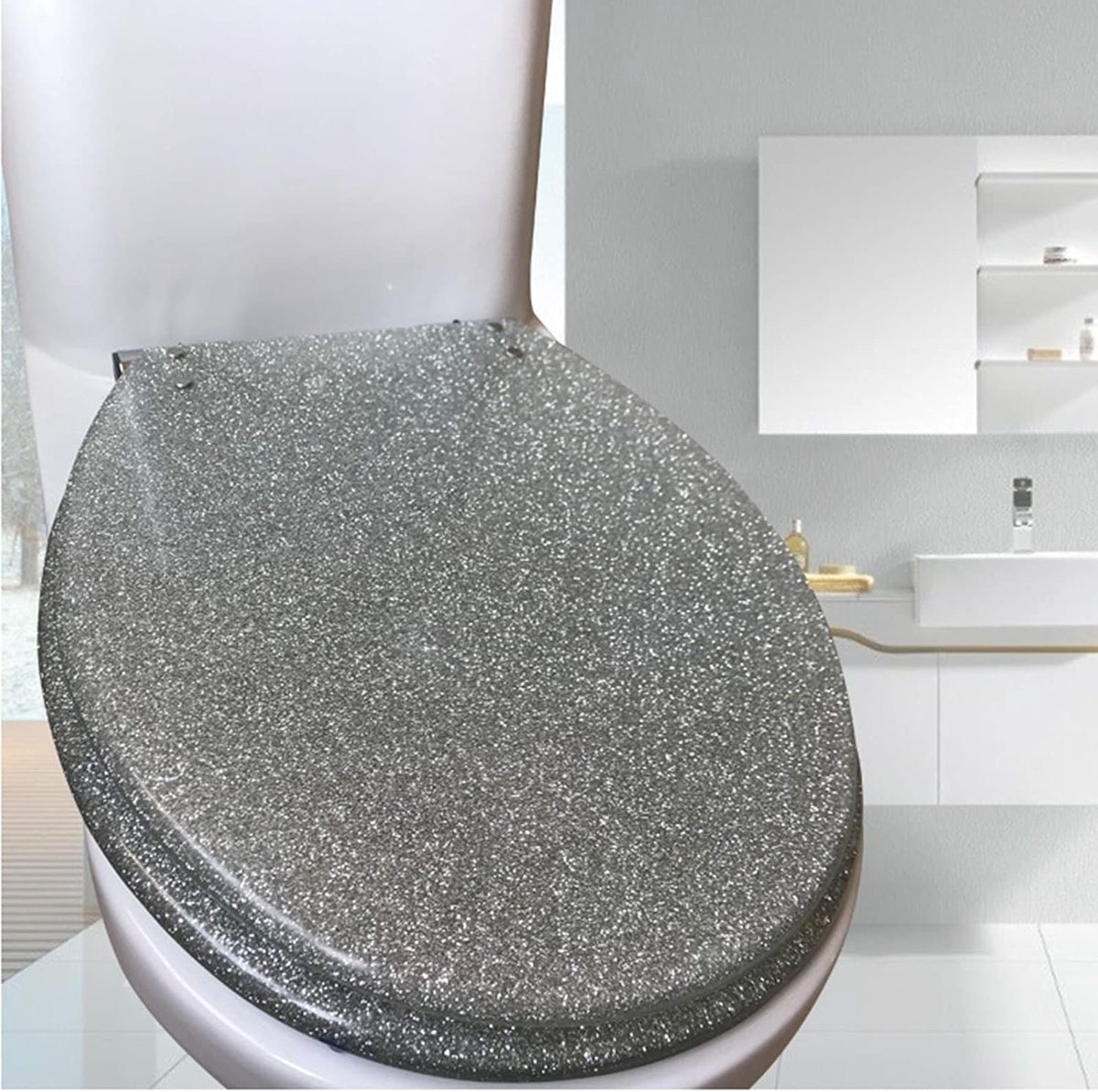 Toiletzitting Glitter - Rond - Zacht sluitend - Eenvoudig te installeren voor standaard toiletten - ShopVlot