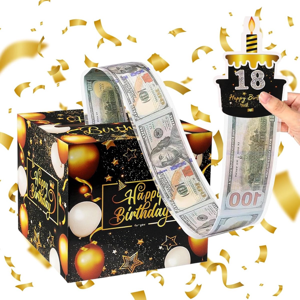 Verjaardag Gelddoos met 30 Transparante Vakken en Uittrekbare Kaarten voor Geldcadeaus voor Elke Leeftijd - Creatieve Geld Geschenkideeën