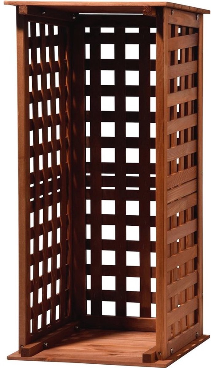 Compact brandhoutrek - voor binnen en buiten | Houten haardhoutrek | 39 x 39 x 85 cm | 0,08 m³ | Bruin