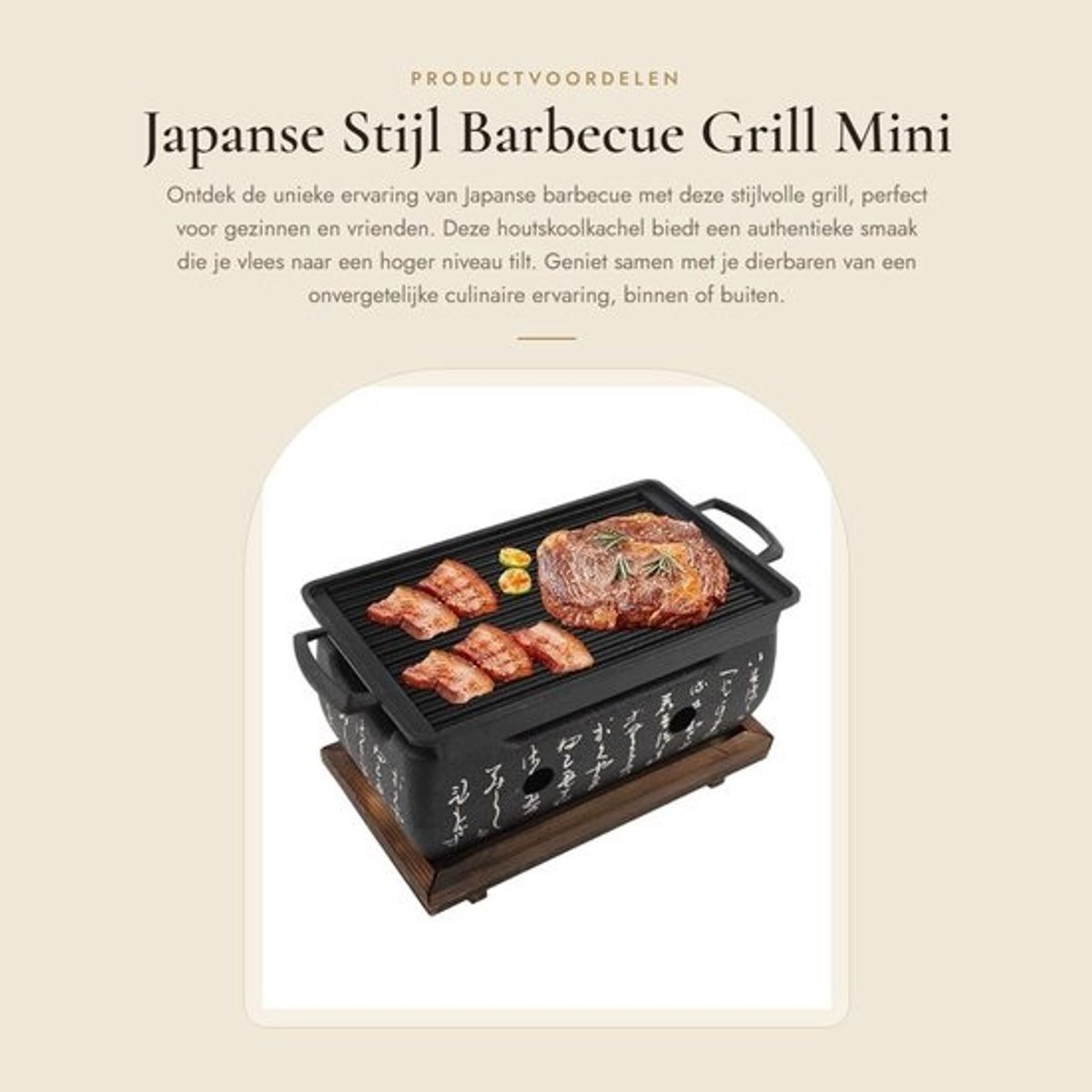 Barbecuegrill in Japanse stijl - Mini-houtskoolkachel - Voor gezellige momenten - Hibachi voor yakiniku - Perfect voor kamperen