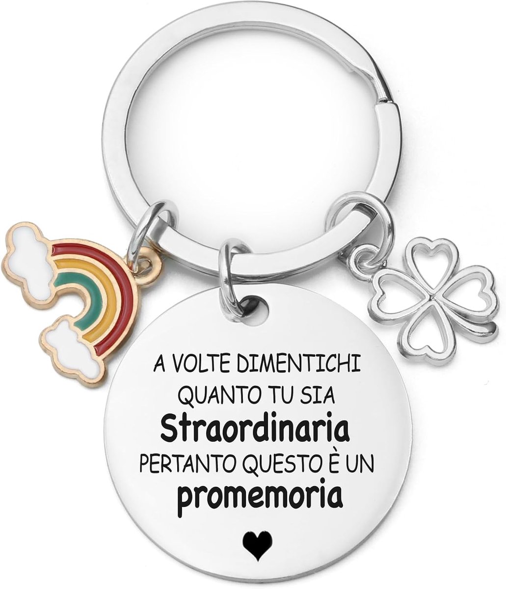 Sleutelhanger - verjaardagscadeaus voor dames, cadeau voor dames, inspirerende cadeaus voor beste vrienden, collega's, vrouw, moeder, zussen, Kleur roestvrij staal