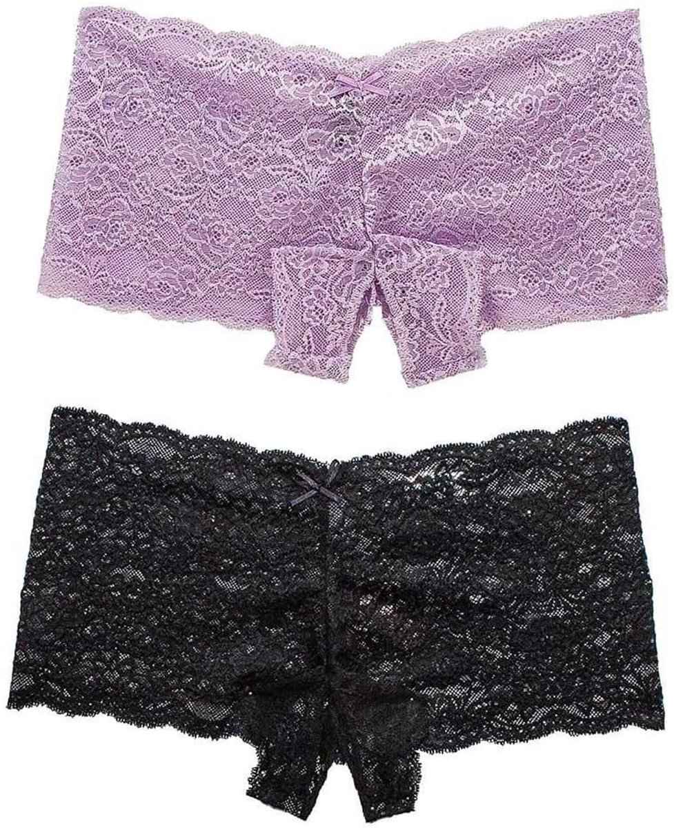 Ondergoed lingerie 2 stuks open kant ondergoed sexy kruis