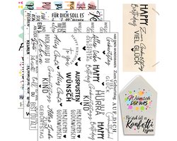 Stickers ca. A5, 19 x 14 cm, groot formaat, transfers, 4 stuks, spreuken voor Raysin voor Keraflott meubels, glas, hout, doe-het-zelf decoratie, rubons stickers, paardencake, verjaardag