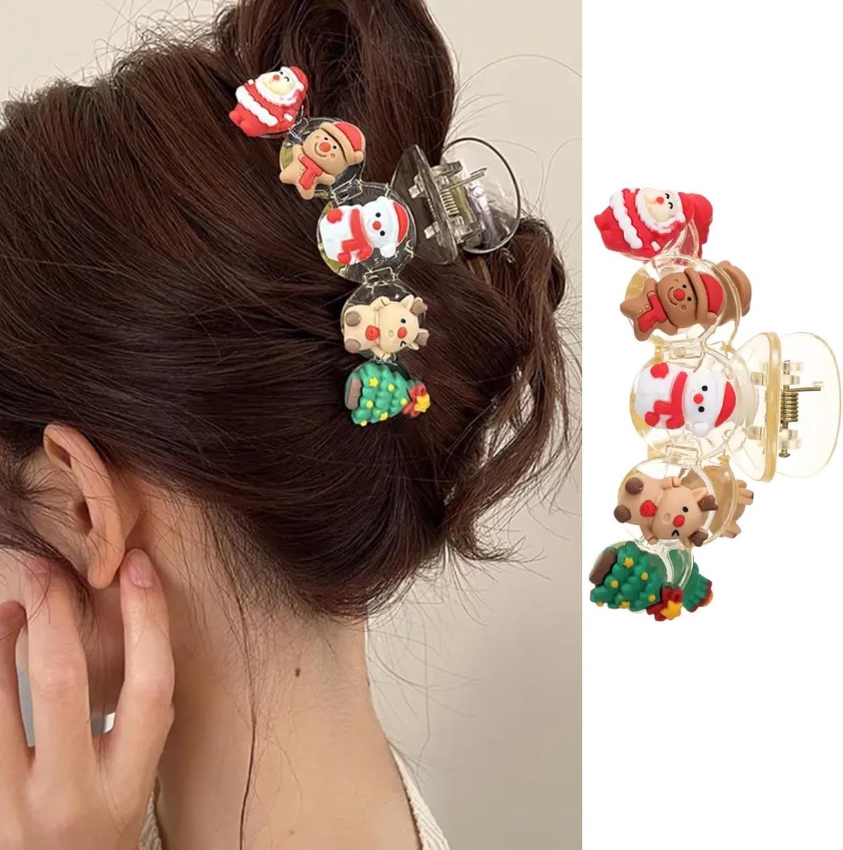 Haarspelden, haaraccessoires Kerstmis cartoon clips, Kerstmis haarklemmen, Kerstmis haaraccessoires voor vrouwen, rechthoekige haarklemmen, kersthaarclip voor feesten