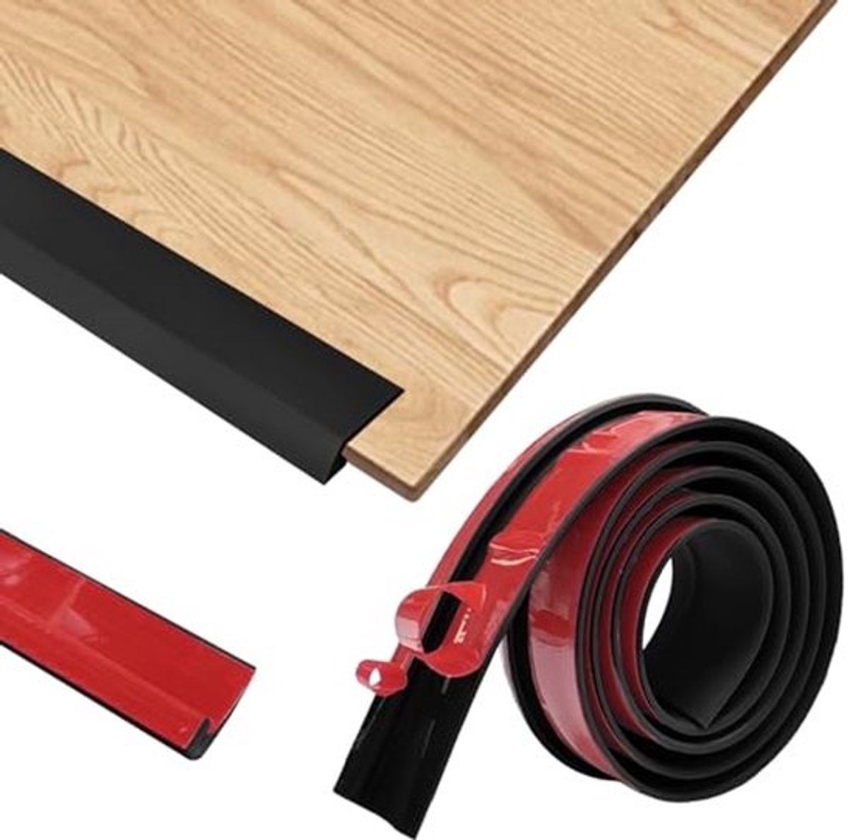 Zelfklevend overgangsprofiel - voor vloeren - PVC-drempelprofiel - voor vloerhoogteverschillen van 2-5 mm - Zwarte overgangsstrip - 1 m x 3 cm