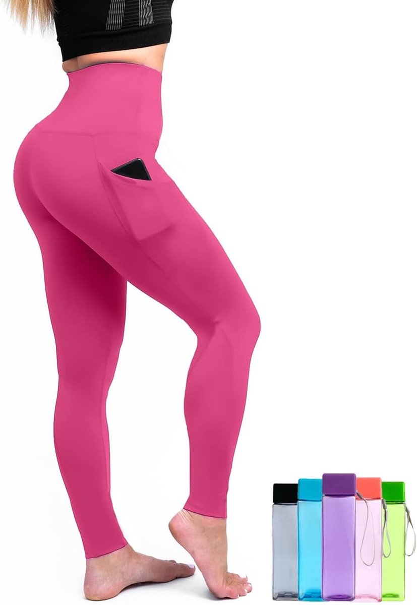 **Plus fles**Nieuwe Botery-Soft Design Gym Leggings Dames hoge taille Yoga Broek met zakken, voor buikcontrole, billenliften. Womens Gym Leggings/Running Broek